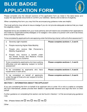how to fill in application form for blue badge