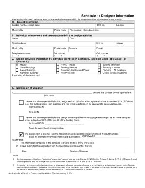 how to fill out schedule 1 designer information