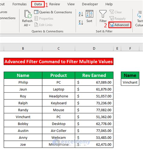 how to filter a list for multiple values in excel