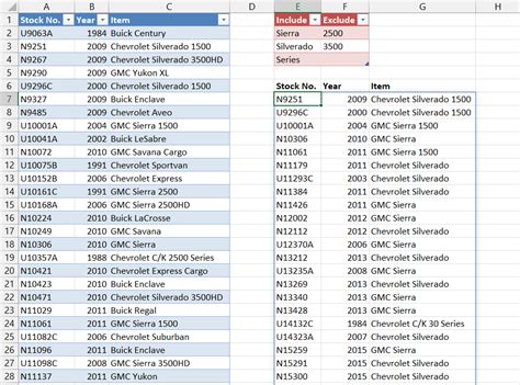 how to filter based on keywords in excel
