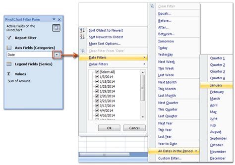 how to filter by month in excel pivot table