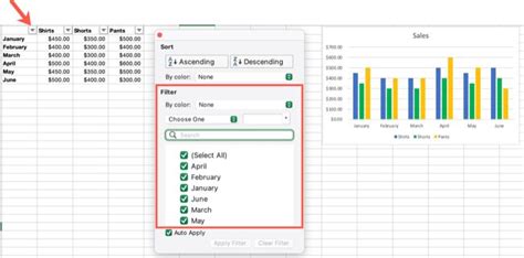 how to filter chart data in excel mac
