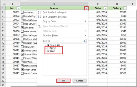 how to filter check box in excel