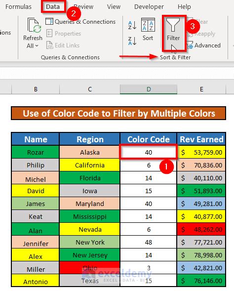 how to filter data by multiple colors in excel