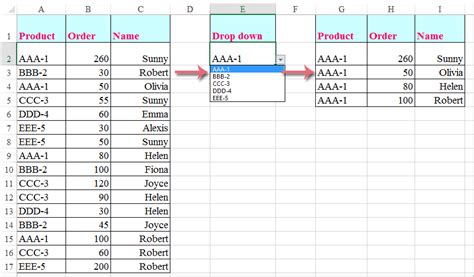 how to filter data from drop-down list selection in excel