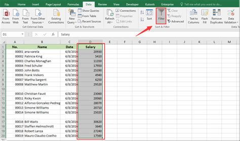 how to filter data in a row in excel