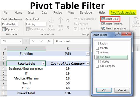 how to filter data in excel pivot table