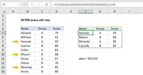 how to filter every nth row in excel