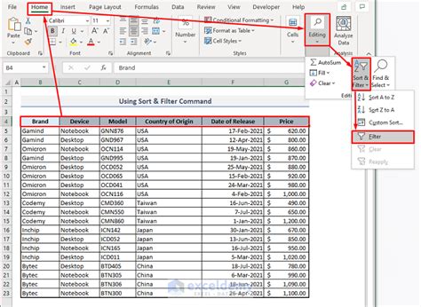how to filter in excel with multiple header rows