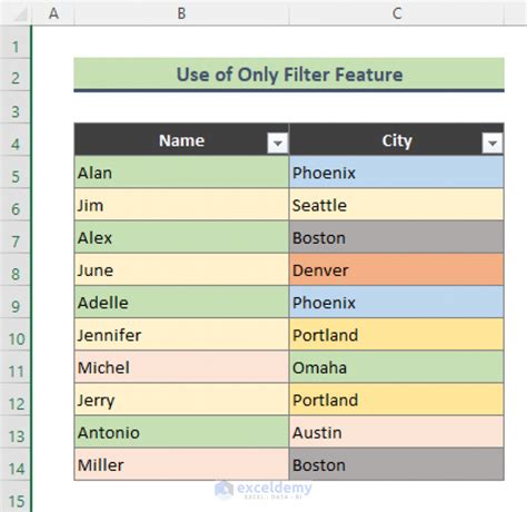 how to filter multiple columns by color in excel