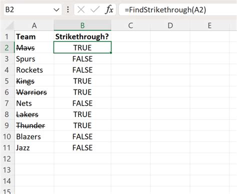 how to filter strikethrough text in excel