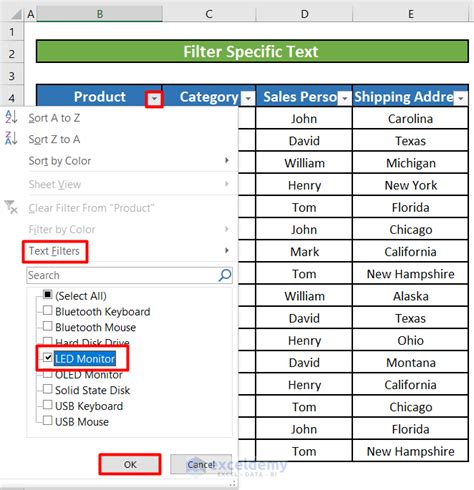 how to filter text in excel cell