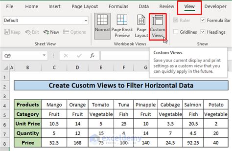 how to filter vertically and horizontally in excel