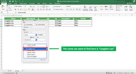 how to filter your name in excel