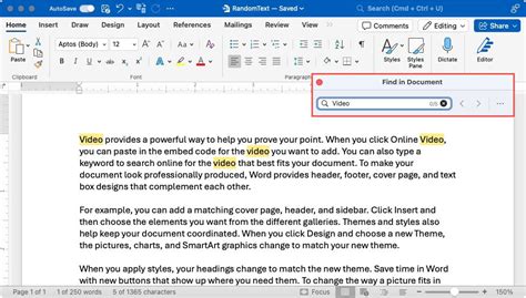 how to find a document on word