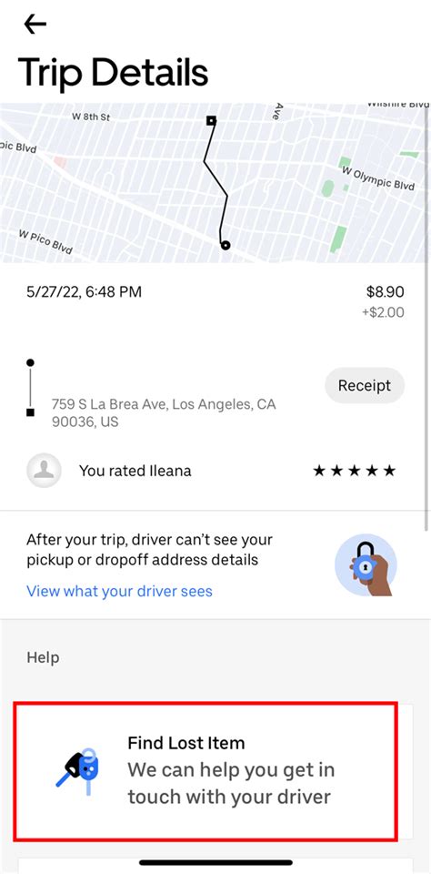 how to find a lost item in uber