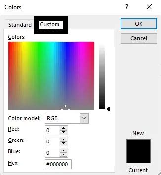 how to find a specific colour in word