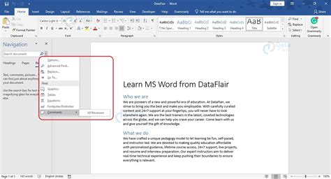 how to find a specific word in word