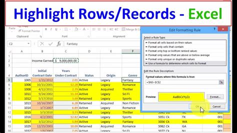 how to find all highlighted rows in excel