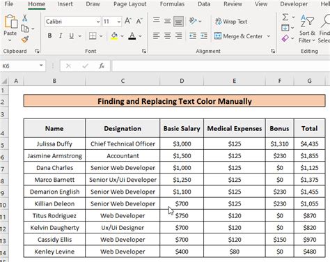 how to find and replace text color in excel