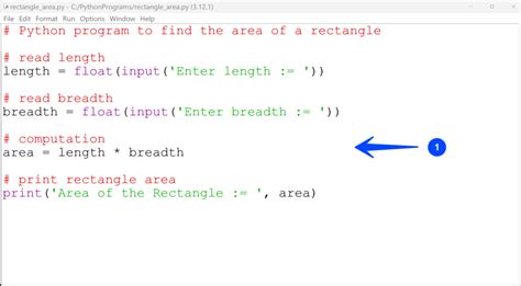 how to find area of rectangle in python