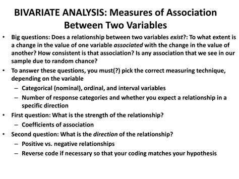 how to find association between two variables