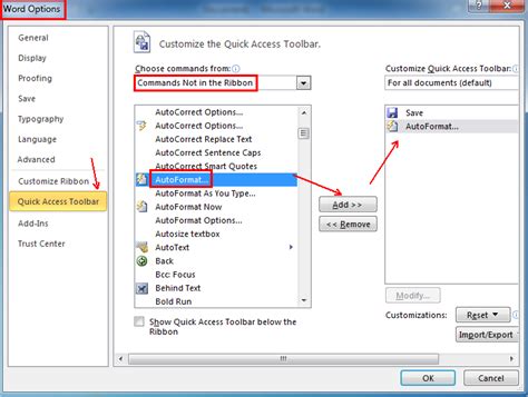 how to find auto format in word