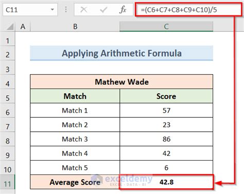 how to find average score in excel
