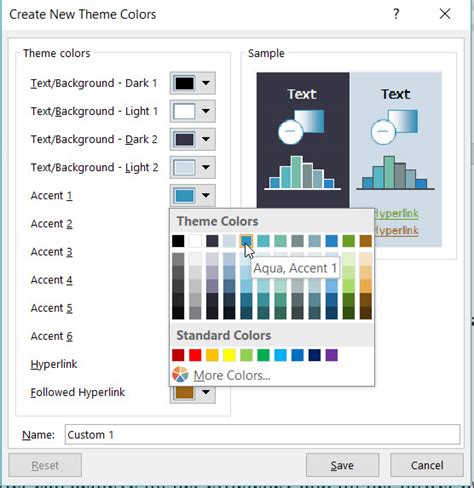 how to find blue accent 5 in excel