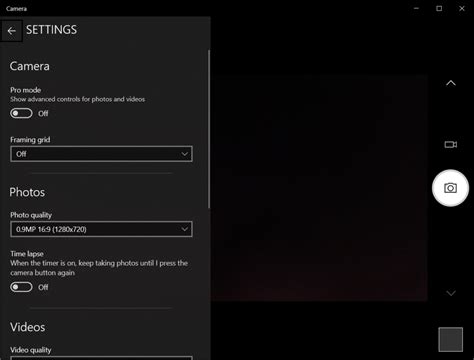 how to find camera settings on windows 10
