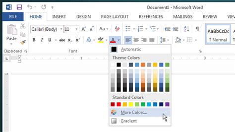 how to find color in word