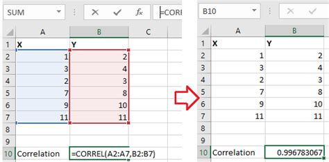 how to find correlation between variables in excel