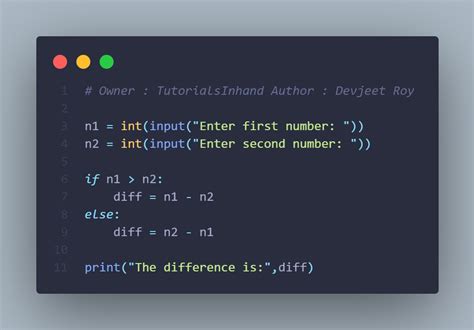 how to find difference between two numbers in python