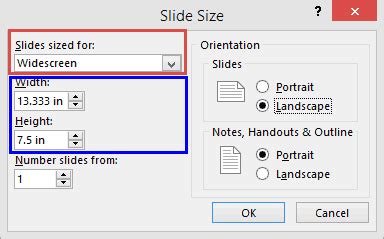 how to find dimensions of powerpoint slide