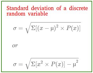 how to find discrete random variable standard deviation