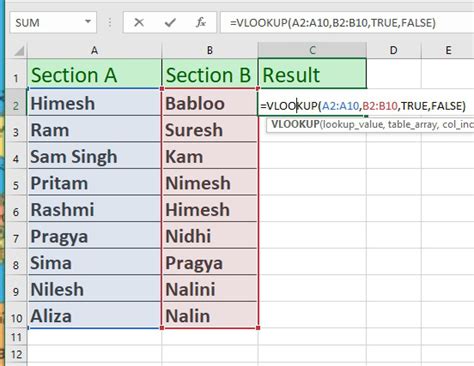 how to find duplicate names in excel using vlookup