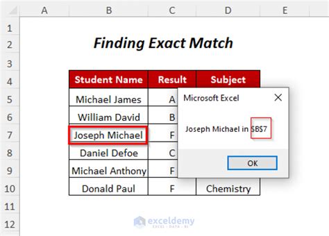 how to find exact match in excel