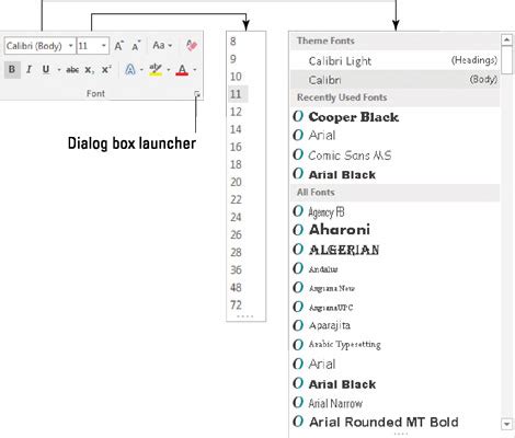 how to find font dialog box in word