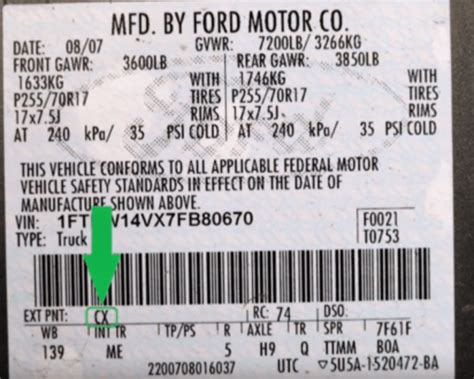 how to find ford paint code by reg