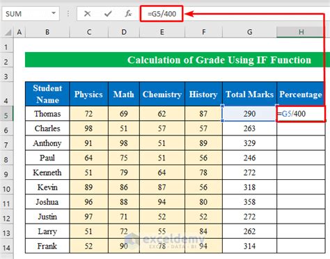 how to find grade in excel