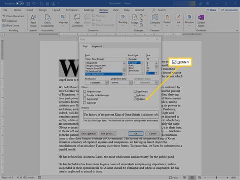 how to find hidden text in a word document