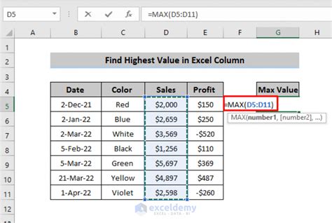 how to find highest value in excel table