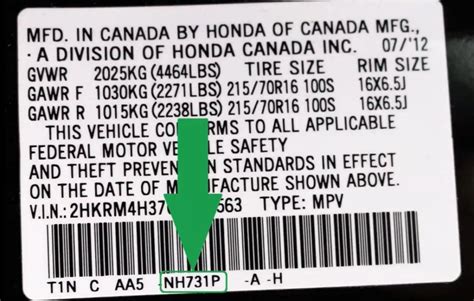 how to find honda crv paint code