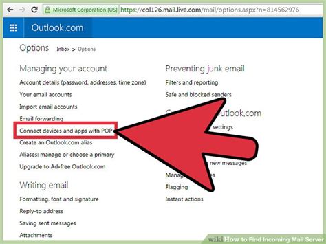 how to find incoming mail server for outlook on iphone