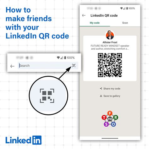 how to find linkedin qr code on app
