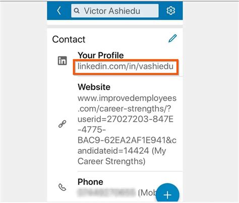 how to find linkedin url on iphone