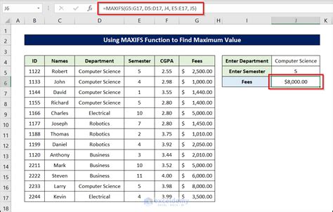 how to find max value in excel table