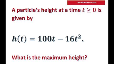 how to find maximum height math