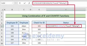 how to find missing data in excel columns