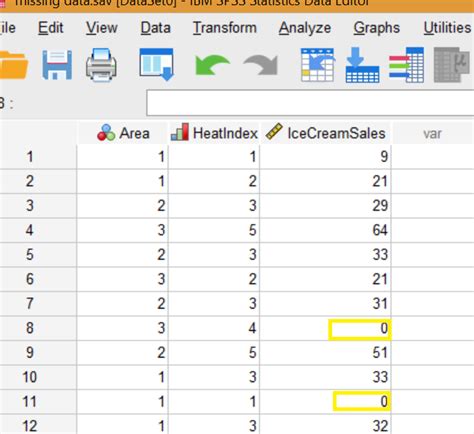 how to find missing variables in spss